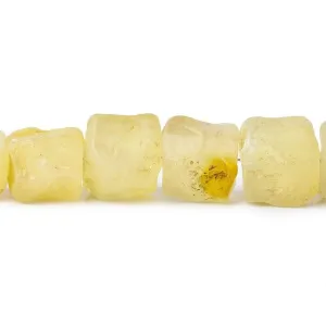 10-13mm Pale Yellow Agate Tumbled Hammer Faceted Cube Beads 8 inch 17 pieces