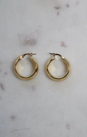 18K Gold Half Round Hoops