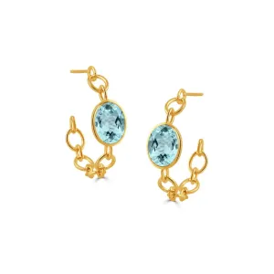 18kt Yellow Gold Earring with Sky Blue Topaz