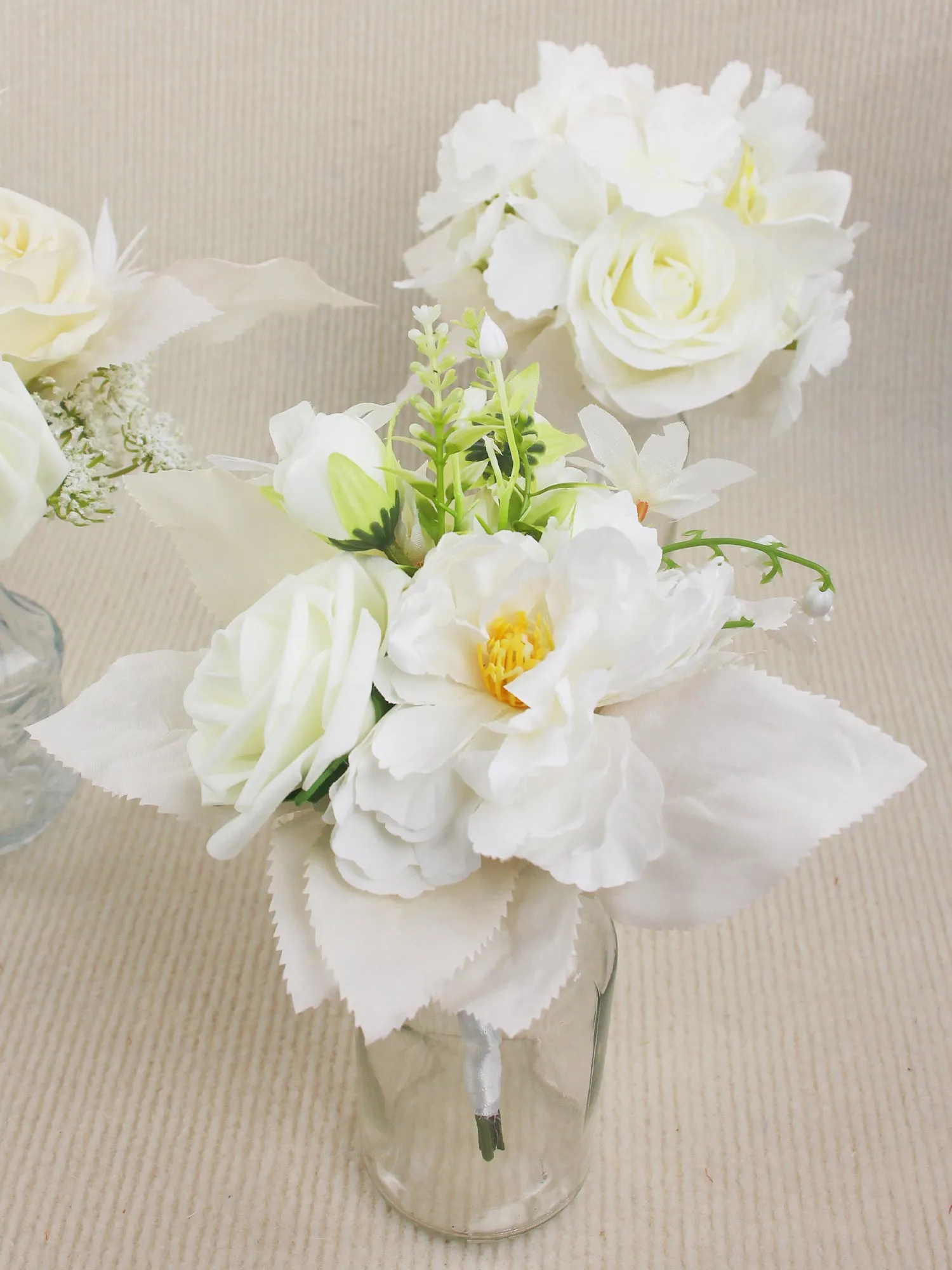 6Pcs Assorted White & Champagne Flower Centerpieces