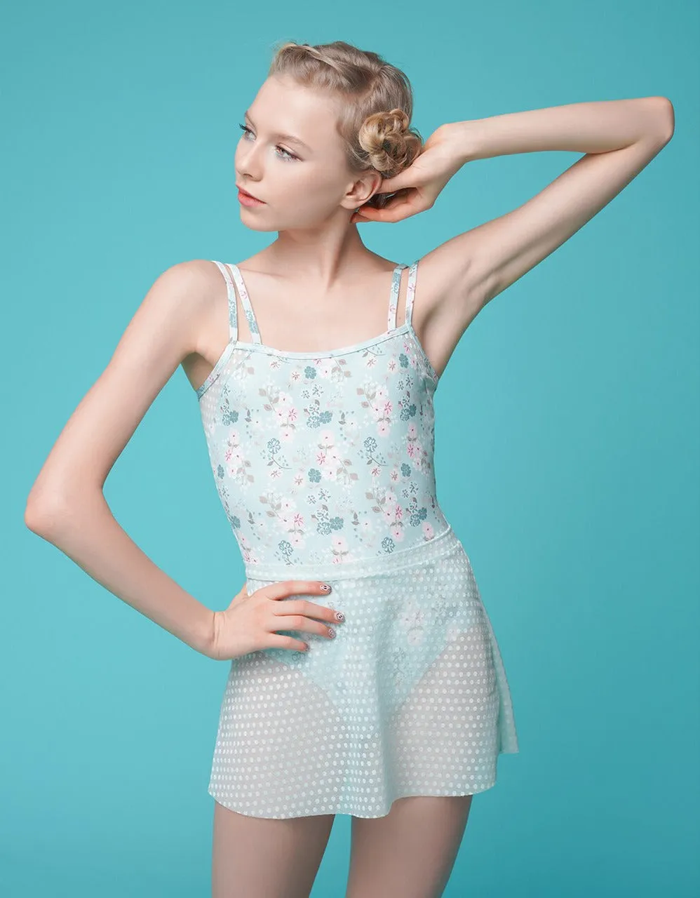 A-Line Skirt Kids Powder Blue Dot Lace RTW