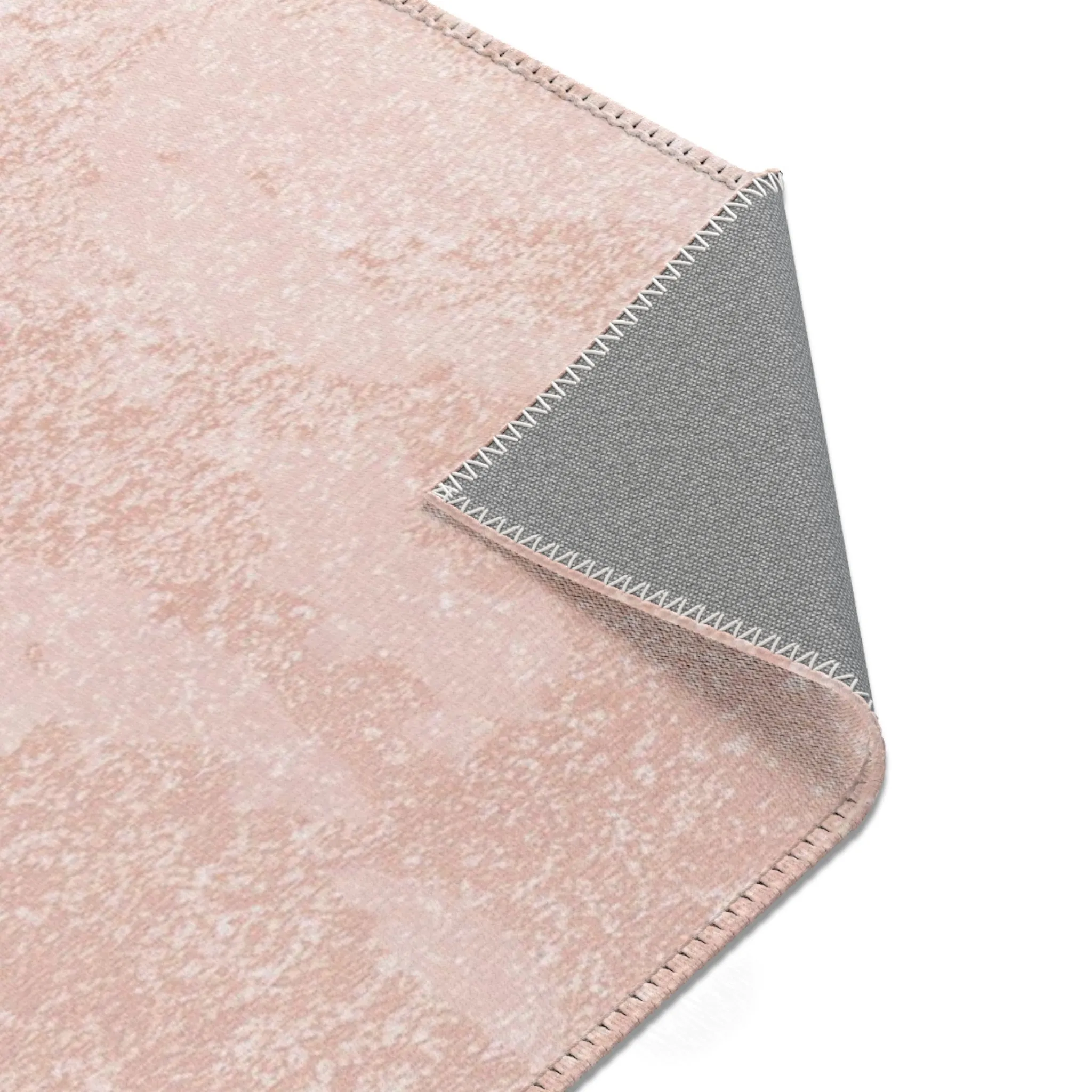 Abstract Boho Rectangle Area Rug | Modern Blush Pink, Sky Blue