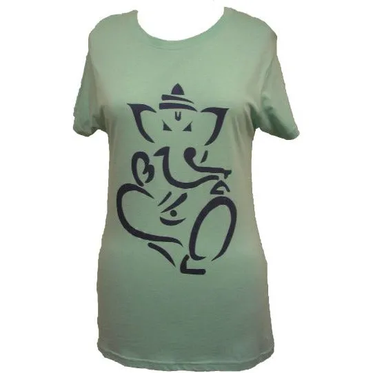 Adini Ganesh Graphic Tee Shirt in Mint Green with Navy Ganesh