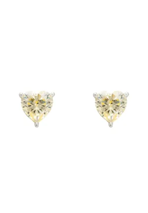 Amore Heart Stud Earrings Lemon Topaz Silver