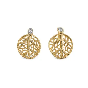 Botanical Leaf Earrings with Diamonds