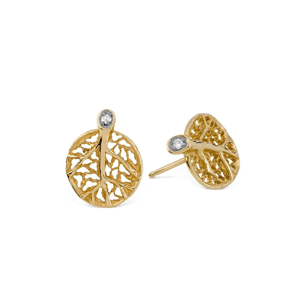 Botanical Leaf Earrings with Diamonds