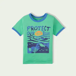 C1574 FCK Protect Our Deep Blue Green T-Shirt