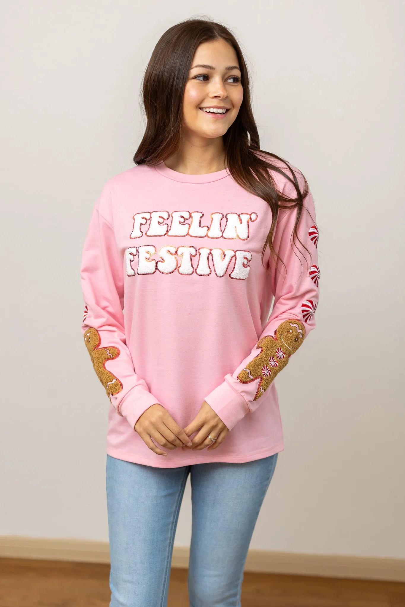 Feelin' Festive Pink Sweatshirt