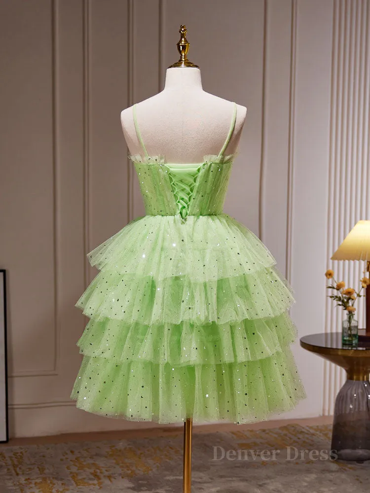 Green Tulle Short Prom Dress Cute Green Homecoming Dresses