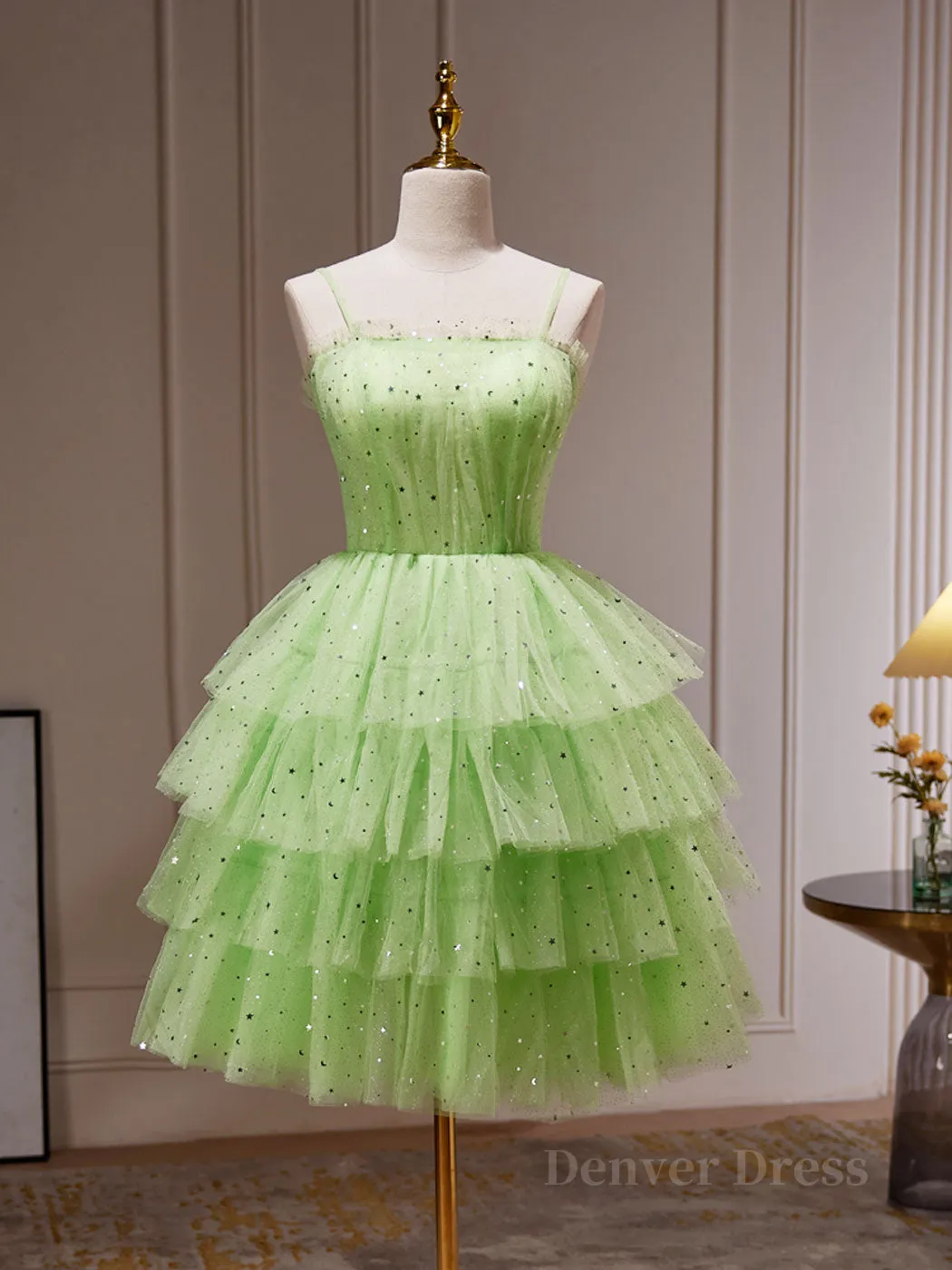 Green Tulle Short Prom Dress Cute Green Homecoming Dresses