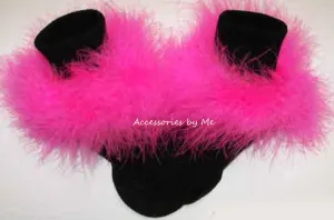 Hot Pink Marabou Black Socks