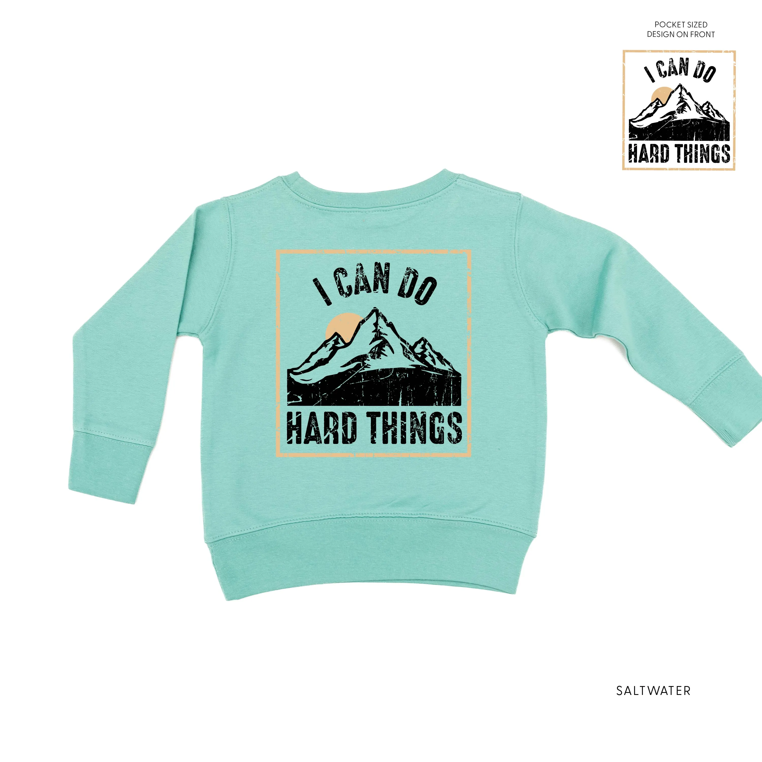 I Can Do Hard Things - Pocket Design on Front w/ Full Design on Back - Child Sweater