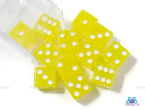 Lemon Glow In The Dark | (12) 16mm Acrylic Yellow Pipped D6 Dice