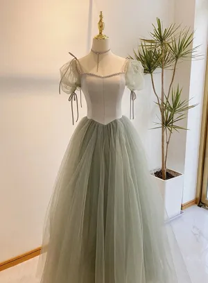 Light Green Tulle Long Evening Dress Green Formal Dress Party Dress