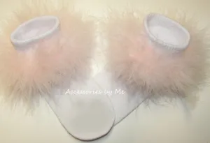 Light Pink Marabou Trim Socks