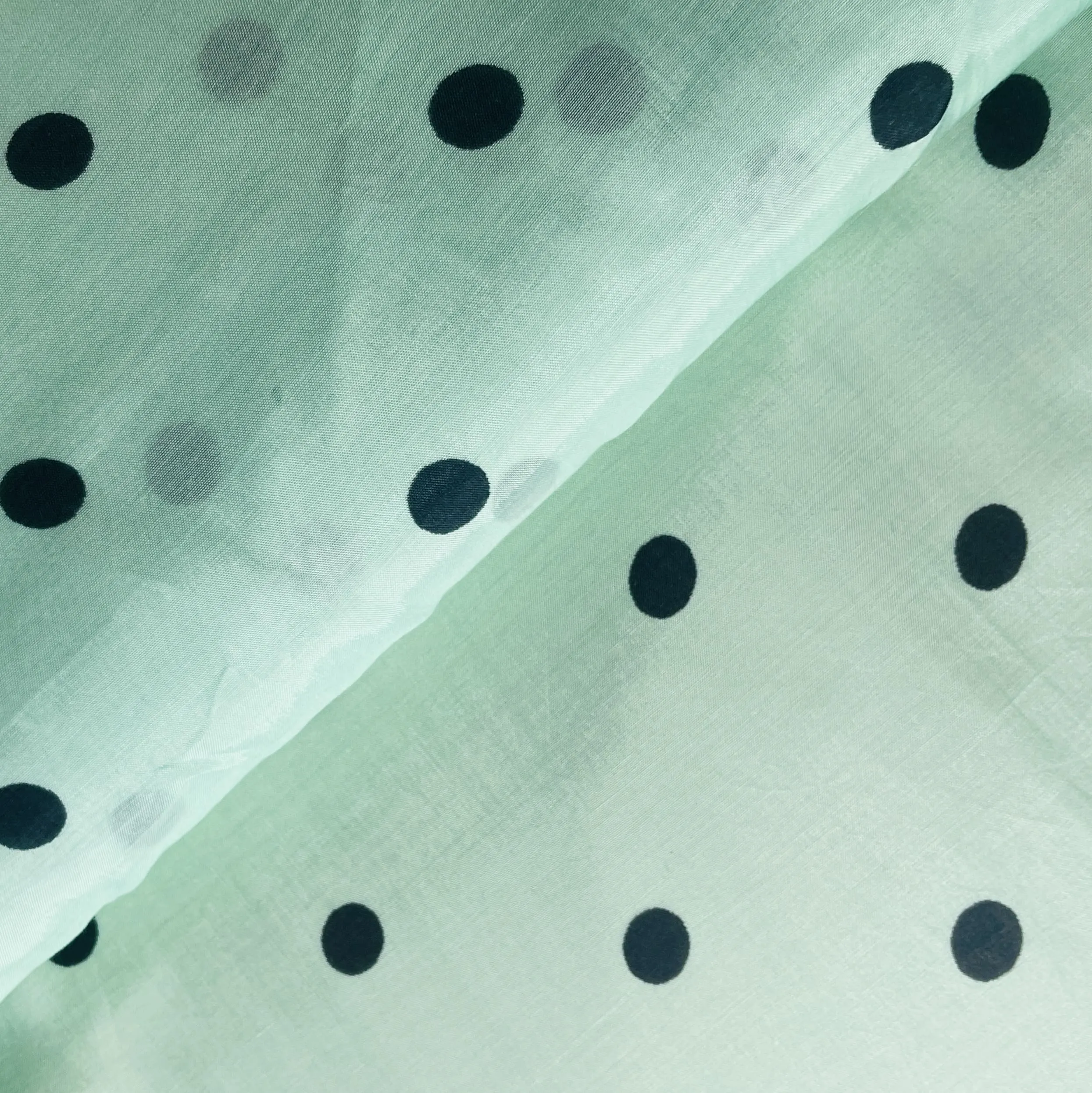 Mint Green Polka Dot Muslin Fabric 19336