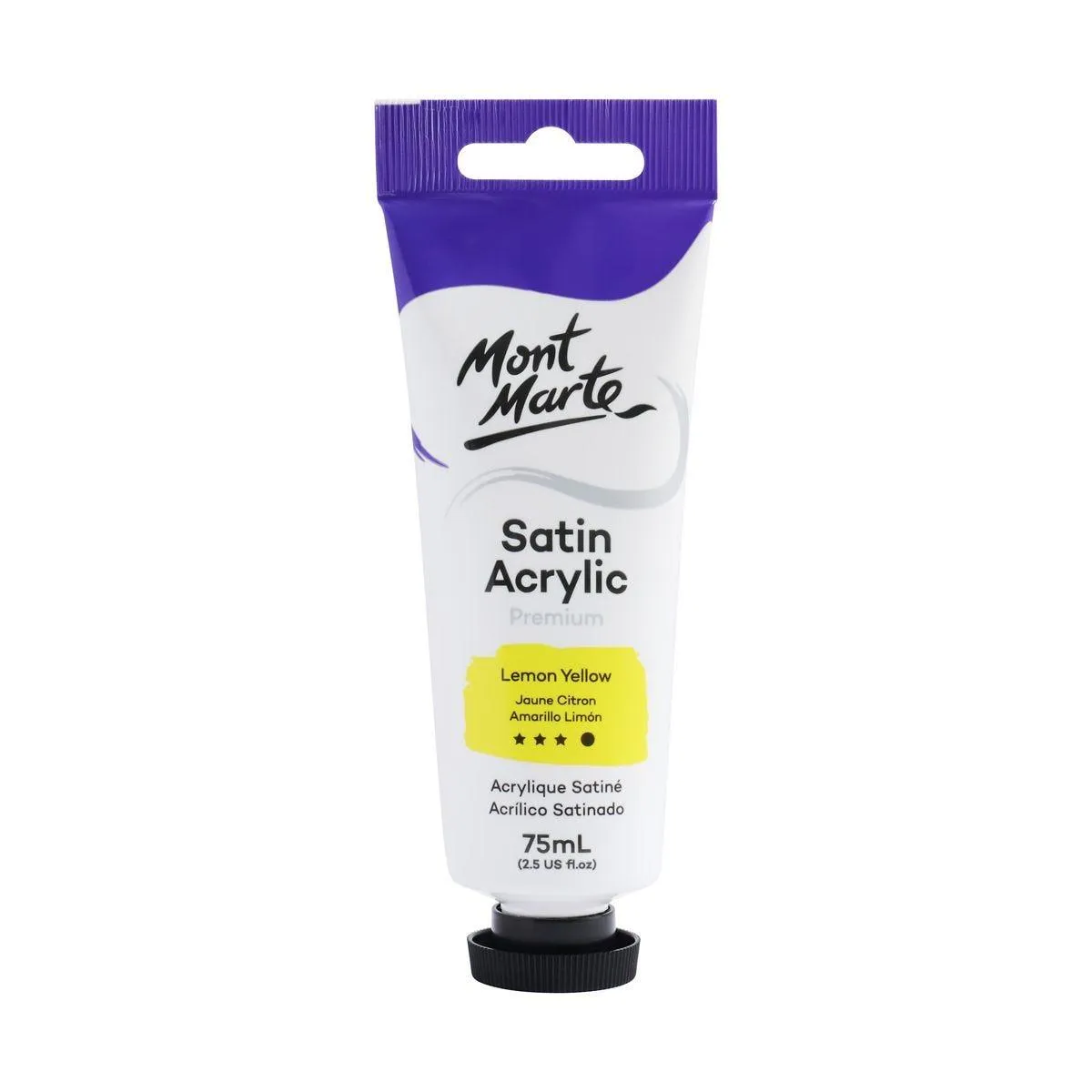 Mont Marte Satin Acrylic Paint Tube 75ml - Lemon Yellow