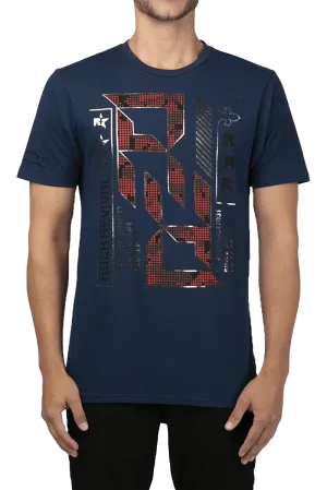 Rock Revival 'R R' Logo Through Out Navy Crew Neck T-Shirt