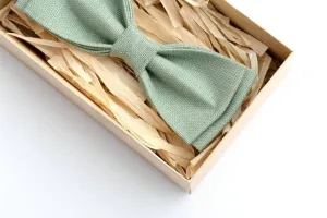 Sage Green Linen Bow Tie for Groom - Dapper Elegance