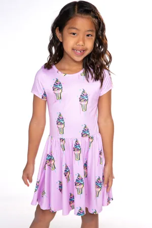 Simply Soft Scoop Back Be Happy Dress - Pink Aqua Ice Creams