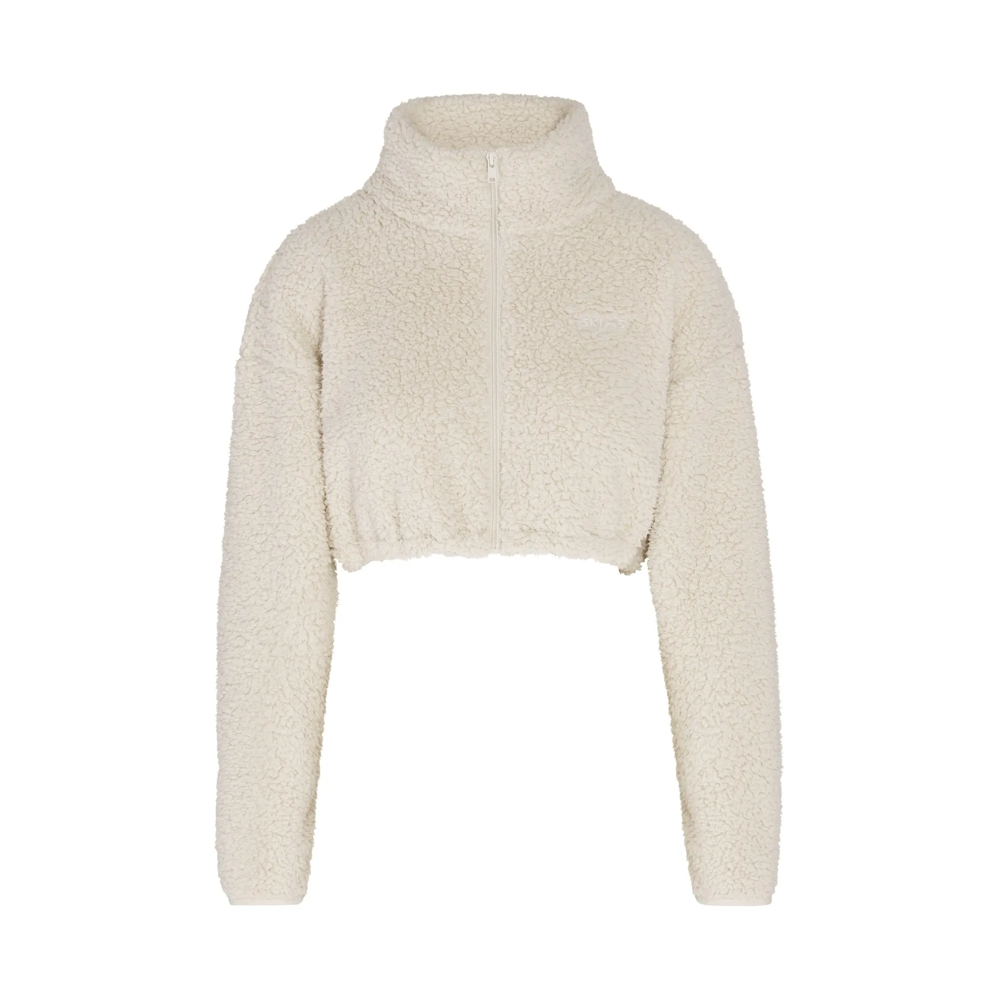 TEDDY ZIP UP CROP JACKET | BONE