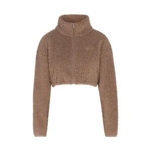 TEDDY ZIP UP CROP JACKET | DESERT