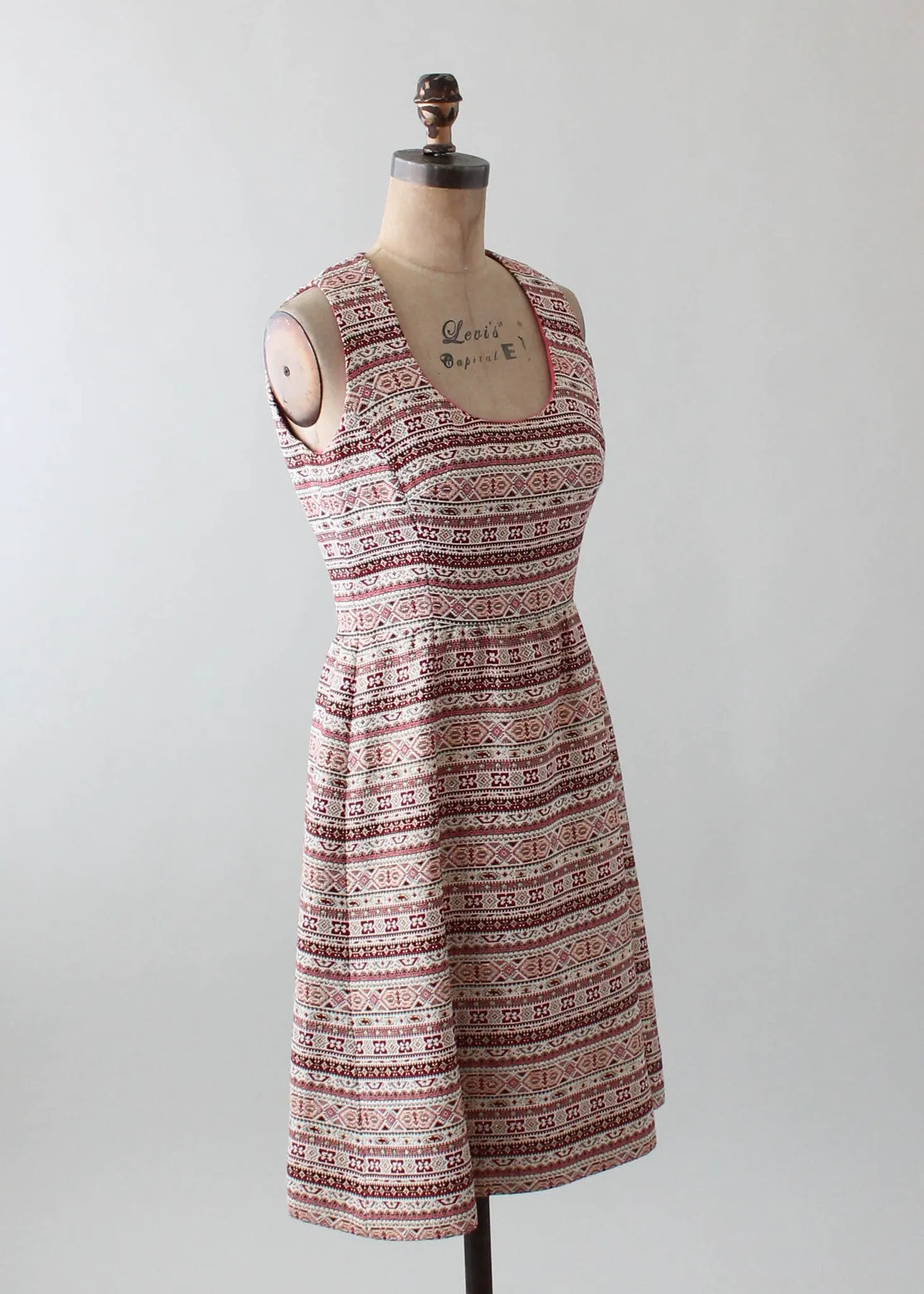 Vintage 1960s Pink and Gold Lamé Stripe Dress