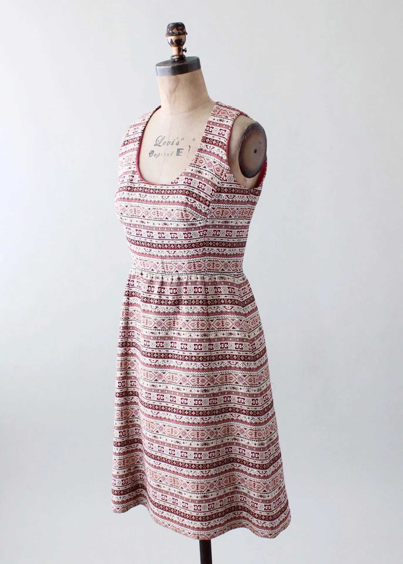 Vintage 1960s Pink and Gold Lamé Stripe Dress